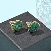 304 Stainless Steel Turquoise Oval Stud Earrings for Women EJEW-R010-01G-03-2