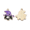 Halloween Light Gold Tone Alloy Enamel Pendants ENAM-P247-30KCG-1