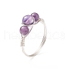 Natural & Synthetic Gemstone Round Beaded Finger Ring RJEW-JR00514-4