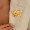 Heart-shaped Brass Tassel Brooches for Women KH9780-3