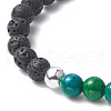 Natural & Synthetic Mixed Gemstone & Alloy Saint Benedict Medal Beaded Strech Bracelet for Women BJEW-JB09344-4