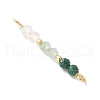 Faceted Round Natural Quartz Crystal & Green Aventurinee & Malachite Beaded Connector Charms PALLOY-JF03530-06-2