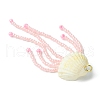 Natural Clam Shell & Glass Pearl & Glass Seed Beaded Big Pendants PALLOY-MZ00298-03-4