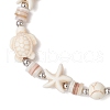 Starfish & Turtle Natural Freshwater Shell Beads Stretch Bracelets for Women BJEW-JB11922-02-4