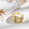 Rack Plating Brass Micro Pave Clear Cubic Zirconia Open Cuff Finger Rings for Women RJEW-M028-92G-3