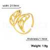 Hollow Out Leaf 201 Stainless Steel Adjustable Cuff Rings FS-WG4978C-02-3