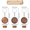 CHGCRAFT 18Pcs 3 Style Flat Round Wood Keychains KEYC-CA0001-55-2