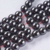 Non-magnetic Synthetic Hematite Bead Strands G-R193-19-4mm-1