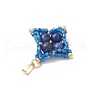Dyed Natural Lapis Lazuli & Glass Seed Beaded Star Pendants PALLOY-MZ00692-03-4