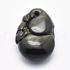 Natural Golden Sheen Obsidian Pendants G-P360-06-2