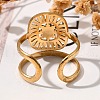 Square with Sun 304 Stainless Steel Open Cuff Rings for Women RJEW-M046-01G-5