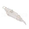 3Pcs 3 Styles Electroplated Natural Quartz Crystal Pointed Copper Wire Wrapped Pendants PALLOY-JF03767-06-4