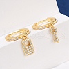 Lock & Key 925 Sterling Silver Micro Pave Clear Cubic Zirconia Hoop Earrings for Women EJEW-G427-01G-03-2