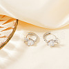 Fashionable Brass Clear Cubic Zirconia Heart with Crown Hoop Earrings CI1421-2-2