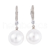 Rack Plating Brass Cubic Zirconia ABS Pearl Earring Hooks EJEW-S219-16P-07-1