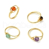 4Pcs 4 Style Natural Mixed Gemstone Round Braided Bead Rings Set RJEW-TA00081-1