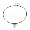 Alloy Fairy Pendant Necklace with Imitation Leather Cord for Women NJEW-JN03862-6