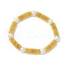 3Pcs Snowflake Alloy Spacer and Glass Pearl Beaded Stretch Bracelets for Women BJEW-JB11803-3