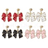 Bowknot Alloy Enamel Dangle Stud Earrings EJEW-JE06449-2