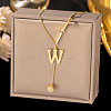 304 Stainless Steel Cube Initial Pendant Necklaces FS-WG9AF3A-14-1