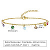 304 Stainless Steel Cable Chain with Flat Round Cubic Zirconia Charm Anklets WG525D3-01-2