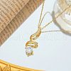 Spiral Shaped 304 Stainless Steel Micro Pave Clear Cubic Zirconia Pendant Necklaces FS-WG74725-01-2