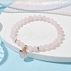 Natural Rose Quartz Round Beaded Stretch Bracelets BJEW-JB09727-03-2