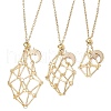 3Pcs 3 Styles 304 Stainless Steel Empty Macrame Pouch Star Moon Pendant Cable Chain Necklaces NJEW-JN05282-2