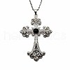 Vintage Sparkling Alloy Obsidian Rhinestone Cross Pendants Necklaces for Women IL0019-9-1