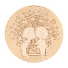 Boy & Girl Golden Tone Round Wax Seal Brass Stamp Heads AJEW-S087-01G-04-2