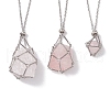 3 Pcs 201 Stainless Steel Crystal Stone Cage Pendant Necklaces NJEW-JN04749-2