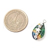 Printed Natural Cowrie Shell Copper Wire Wrapped Pendants PALLOY-JF03954-02-2
