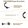 FIBLOOM 6Pcs 6 Colors Survival Polyester Cord Bracelets Set with Alloy Shark Shape Clasps BJEW-FI0001-72-3