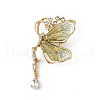 Resin Butterfly Brooch Pin with Crystal Rhinestone JEWB-P016-05KCG-03-1