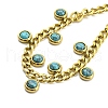 Synthetic Turquoise Flat Round Charm Bracelet BJEW-H324-03G-2