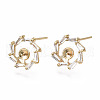 Brass Micro Pave Clear Cubic Zirconia Stud Earring Findings KK-T056-121G-NF-3