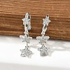 Brass Micro Pave Clear Cubic Zirconia Huggie Hoop Earrings EJEW-K083-43P-3