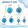 120Pcs 6 Styles Dyed Synthetic Turquoise Round Charms PALLOY-PH01704-2