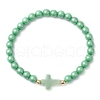 5Pcs 5 Colors Acrylic Beads Stretch Bracelets for Women Men BJEW-JB11432-3