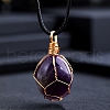 Wire Wrapped Natural Amethyst Pendants PW-WG0D471-01-4
