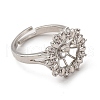 Flower Brass Micro Pave Clear Cubic Zirconia Cuff Ring Settings KK-D378-33P-3