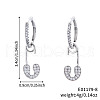 Geometric Paperclip Brass Clear Cubic Zirconia Brooch Hoop Earrings DO3994-7-1