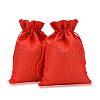 Polyester Imitation Burlap Packing Pouches Drawstring Bags ABAG-R004-18x13cm-01-1