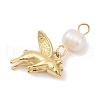 Natural Cultured Freshwater Pearl & Brass Pendants KK-U062-17G-2