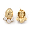 Brass Oval Stud Earrings EJEW-R016-07G-4