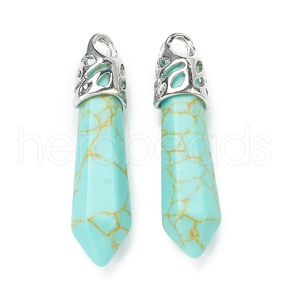 Bullet Synthetic Turquoise Pointed Pendants G-E332-C31-1