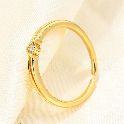 Brass Micro Pave Cubic Zirconia Cuff Rings for Women RJEW-H247-34G-01-1