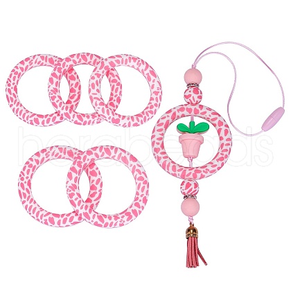 5Pcs Ring Food Grade Eco-Friendly Silicone Focal Beads JX894I-1