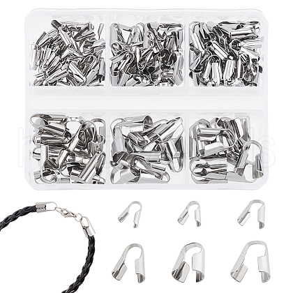 AHADERMAKER 195Pcs 6 Styles 304 Stainless Steel Cord Ends FIND-GA0004-07-1
