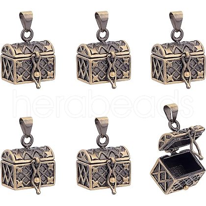 HOBBIESAY Brass Prayer Box Pendants KK-HY0001-24-1